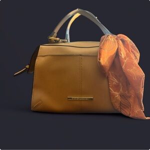 Steve Madden Tan Structured Satchel Crossbody Bag w/ Strap & Scarf